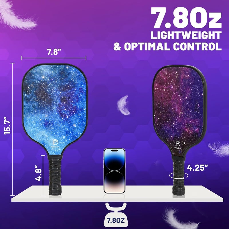 DULCE DOM Pickleball Paddles Set of 2/4 - USAPA Approved, 4 Indoor Outdoor Pickleball Balls, Fiberglass Surface Paddle Racket with Cover Bag, Ideal Training Equipment Gift for Men & Women - Image 2